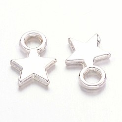 Silver Tibetan Style Alloy Charms, Christmas Star, Cadmium Free & Nickel Free & Lead Free, Silver, 10x8x1mm, Hole: 2mm