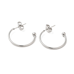 Stainless Steel Color 304 Stainless Steel Stud Earring, Half Hoop Ear Stud, Stainless Steel Color, 19.5x3x20mm