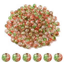 Light Green 50G Transparent Crackle Acrylic Beads, Round, Light Green, 8x7.5mm, Hole: 1.8mm