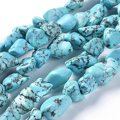 Howlite Natural Magnesite Beads Strands, Dyed, Nuggets, 10~16x7~12mm, Hole: 1mm, about 9.6 inch(24.5cm)