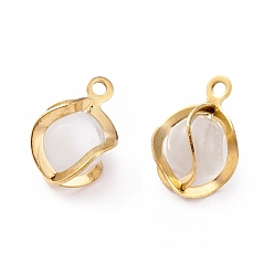Golden Cat Eye Pendants, with 304 Stainless Steel Findings, Round, Golden, 11.5x8x7mm, Hole: 1mm