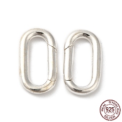 Silver 925 Sterling Silver Spring Gate Rings, Oval, with 925 Stamp, Silver, 17x9.5x2.5mm