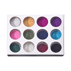 Color mezclado 3 d cuentas de mini bolas de cristal para arte de uñas, diy uñas arte decoraciones redondas, color mezclado, 6~8 mm, 12boxes / set