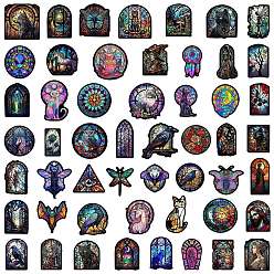 Mixed Shapes Gothic Style PVC Self-Adhesive Cartoon Stickers, Rainbow Prism Waterproof Decals for Kid's Art Craft, Mixed Shapes, 40~80mm, 50pcs/set