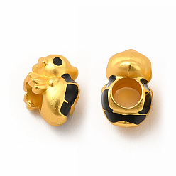 Matte Gold Color Rack Plating Alloy Enamel European Beads, Large Hole Beads, Sea Horse, Matte Gold Color, 11.5x8x7.5mm, Hole: 4mm