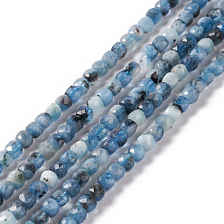 Aquamarine Natural Devil Blue Aquamarine Beads Strands, Faceted, Cube, 4x4mm, Hole: 0.8mm, about 97pcs/strand, 15.35 inch(39cm)