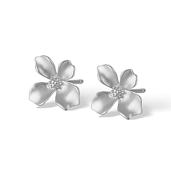 Silver Sterling Sliver Stud Earrings for Women, Flower, Silver, 12x10mm