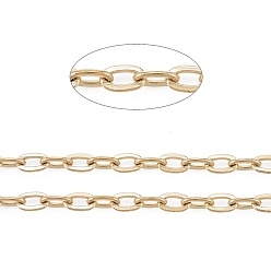 Oro 304 cadenas de cable de acero inoxidable, sin soldar, con carrete, dorado, 6x4x0.7 mm, aproximadamente 32.8 pies (10 m) / rollo