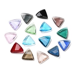 Mixed Color Glass Rhinestone Cabochons, Faceted, Triangle, Mixed Color, 16x15.5x5mm