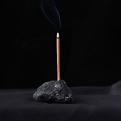 Tourmaline Brûleurs d'encens en tourmaline noire naturelle, porte-encens de forme irrégulière, bureau à domicile salon de thé fournitures bouddhistes zen, 40~60mm