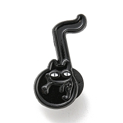 Musical Note Музыкальная тема мультфильм черный кот эмалированные булавки, Значок из черного сплава для женщин и мужчин, музыкальная нота, 31x14.8x1.4 мм