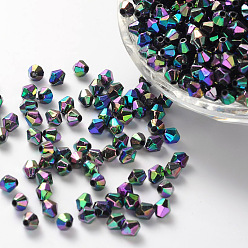 Noir Perles acryliques transparentes écologiques plaquées couleur bicône ab, noir, 4x4mm, Trou: 1mm, environ16600 pcs / 500 g