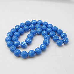 Bleu Dodger Perles synthétiques turquoise brins, teint, ronde, Dodger bleu, 8mm, Trou: 1mm, Environ 50 pcs/chapelet, 15.7 pouce