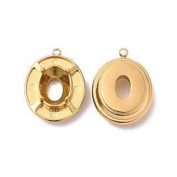 Real 14K Gold Plated Ion Plating(IP) 304 Stainless Steel Pendant Cabochon Settings, Oval, Real 14K Gold Plated, 16x12x5mm, Hole: 1mm, Tray: 8x7mm