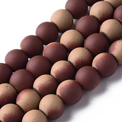 Coconut Brown Spray Painted Non-magnetic Synthetic Hematite Beads Strands, Round, Coconut Brown, 8x7.5mm, Hole: 1mm, about 53~40pcs/strand, 15.55 inch~15.75 inch(39.5~40cm)