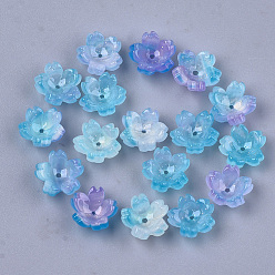 Light Sky Blue Cellulose Acetate(Resin) Bead Caps, 5-Petal, Sakura, Light Sky Blue, 10.5x11x4.5mm, Hole: 1mm