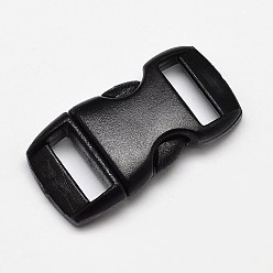 Черный Пом пластик сторона релиз пряжки, браслет выживание застежками, чёрные, 30x15x7 мм, отверстие : 3x10 мм