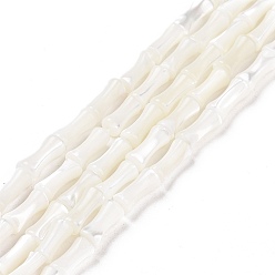 Blanc Brins de perles de coquillages naturels de troca, baton de bambou, blanc, 4x8x3.5mm, Trou: 0.8mm, Environ 51 pcs/chapelet, 15.79'' (40.1 cm)