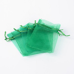 Green Organza Gift Bags with Drawstring, Jewelry Pouches, Wedding Party Christmas Favor Gift Bags, Green, 40x30cm