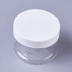 Blanc Contenants de perles en plastique pour animaux de compagnie, avec couvercle, colonne, blanc, 7x5.1 cm, capacité: 120 ml (4.06 fl. oz)