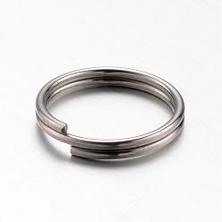 Color de Acero Inoxidable 304 cierres de llavero de acero inoxidable, anillos de división, color acero inoxidable, 10.5x12x1.5 mm