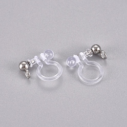 Stainless Steel Color 304 Stainless Steel and Plastic Clip-on Earring Findings, Stainless Steel Color, 11x11x3mm, Hole: 1.8mm