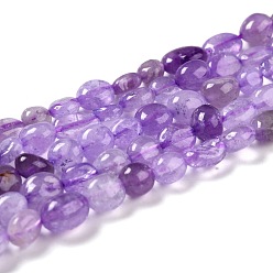 Amethyst Natural Amethyst Beads Strands, Nuggets, Tumbled Stone, 5~8.5x5.5~7x3.5~4mm, Hole: 0.7mm, about 64pcs/strand, 16.34 inch(41.5cm)