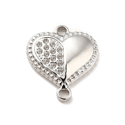Stainless Steel Color 304 Stainless Steel Connector Rhinestone Settings, Heart, Stainless Steel Color, Fit for 1mm Rhinestone, 14.5x13x3mm, Hole: 1.2mm and 1.4mm