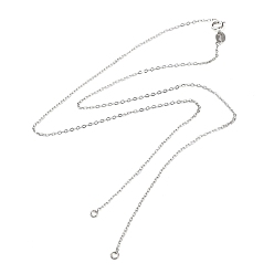 Platino Real Plateado Piezas de collares de cadenas tipo cable de plata esterlina chapadas en rodio, para hacer collares con nombres, con cierres de reasa y sello s925, Platino verdadero plateado, 925 pulgada (17-3/4 cm)