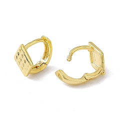 Real 24K Gold Plated Brass Rhombus Thick Hoop Earrings for Women, Cadmium Free & Lead Free, Real 24K Gold Plated, 9x9.5x6.5mm, Pin: 0.9mm