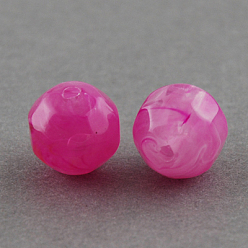 Camellia Acrylic Beads, Imitation Gemstone Style, Faceted, Round, Camellia, 14mm, Hole: 2mm, about 330pcs/500g