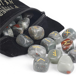 Bloodstone Natural Bloodstone Rune Stones, Tumbled Stone, Healing Stones for Chakras Balancing, Crystal Therapy, Meditation, Reiki, Divination Stone, Nuggets, 10~30mm, 24pcs/bag