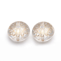 Clair Perles acryliques plaquées, métal enlacée, plat rond, clair, 16x10mm, trou: 1 mm, environ 380 pcs / 500 g