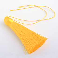 Gold Polyester Tassel Pendant Decorations, Gold, 77~81x12~13mm
