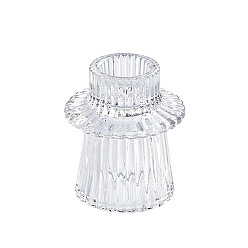 Clear Glass Candlestick Holder, Pillar Candle Centerpiece, Perfect Home Party Decoration, Clear, 6x7cm