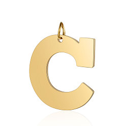 Letter C 201 Stainless Steel Pendants, Letter, Golden, Letter.C, 30x29x1.5mm, Hole: 4.5mm