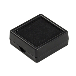 Черный Набор посуды из пластмассы ювелирных изделий коробки, бархатом внутри, квадратный, чёрные, 40x40x15 мм