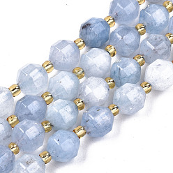 Azul Cielo Hebras de perlas de dolomita natural, facetados, teñido, rondo, luz azul cielo, 8x8 mm, agujero: 1.2 mm, sobre 33 unidades / cadena, 15.16 pulgada ~ 15.35 pulgada (38.5 cm ~ 39 cm)