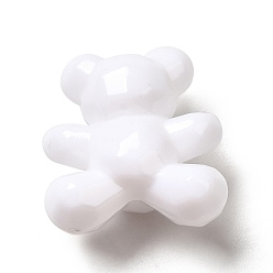 Blanco Abalorios de acrílico opacos, oso, blanco, 17.5x16x11 mm, agujero: 2.5 mm, Sobre 368 unidades / 500 g