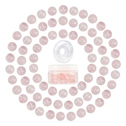 Cuarzo Rosa Sunnyclue diy kits de fabricación de pulseras elásticas, incluir cuentas redondas de cuarzo rosa natural, Hilo de cristal elástico, perlas: 10~10.5 mm, agujero: 1~1.2 mm, 100 piezas
