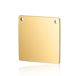 Golden 201 Stainless Steel Pendants, Manual Polishing, Square, Golden, 16x16x1mm, Hole: 1mm
