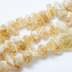 Citrine Natural Citrine Beads Strands, Top Drilled Beads, Rough Raw Stone, Nuggets, 15~38x10~16mm, Hole: 0.8~1.5mm, about 30~34pcs/strand, 15.75 inch(40cm)