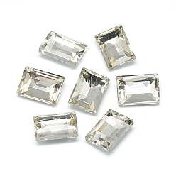 Clear Pointed Back Glass Rhinestone Cabochons, Back Plated, Faceted, Rectangle, Clear, 14x10x5.1mm