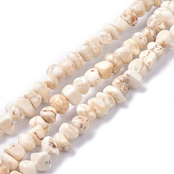 Lin Brins de perles de magnésite naturelle, teint, puce, linge, 6~10x6~10x3~4mm, Trou: 0.5~0.7mm, 15.55''~16.54'' (39.5~42 cm)