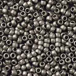 (566) Opaque Metallic Frosted Antique Silver TOHO Round Seed Beads, Japanese Seed Beads, Matte, (566) Opaque Metallic Frosted Antique Silver, 8/0, 3mm, Hole: 1mm, about 1110pcs/50g