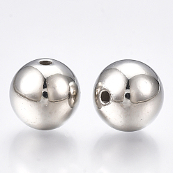 Platine Ccb perles en plastique, ronde, platine, 10x9.5mm, trou: 1.5~2 mm, environ 850 pcs / 500 g