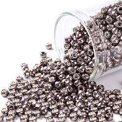 (556) Galvanized Mauve Toho perles de rocaille rondes, perles de rocaille japonais, (556) mauve galvanisé, 8/0, 3mm, Trou: 1mm, environ1110 pcs / 50 g