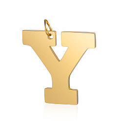 Letter Y 201 Stainless Steel Pendants, Letter, Golden, Letter.Y, 29.5x30x1.5mm, Hole: 4.5mm