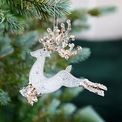 Cerf Acrylique avec décoration de pendentif en sequins, décorations suspendues pour sapin de Noël, pour la décoration de la maison de cadeau de fête, cerf, 125x130mm