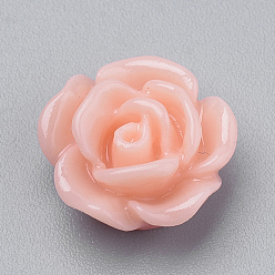Saumon Clair Cabochons en résine, fleur rose, saumon clair, 10x5 mm, bas: 7~8 mm